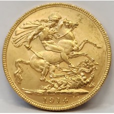 AUSTRALIA 1914 . ONE 1 SOVEREIGN . MELBOURNE . GOLD